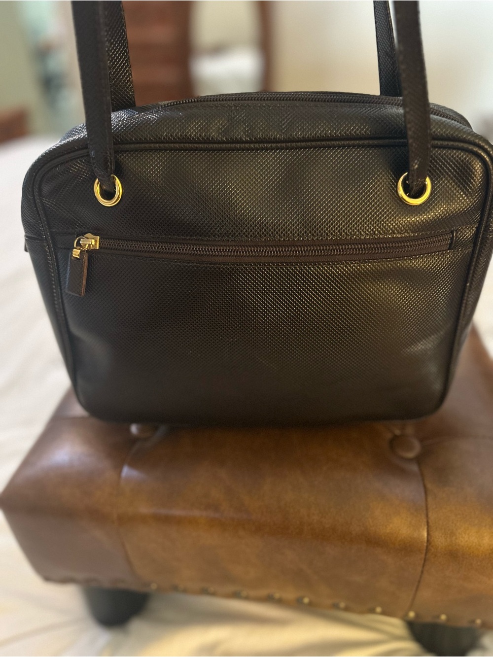 Rich Brown Authentic Bottega Veneta Shoulder Bag with Gold Hardware